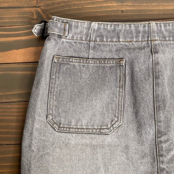 DKNY Urban Aviator Gray Denim Jean Mini Skirt 100% Cotton Back Pockets NWT 4 - Picture 9 of 12